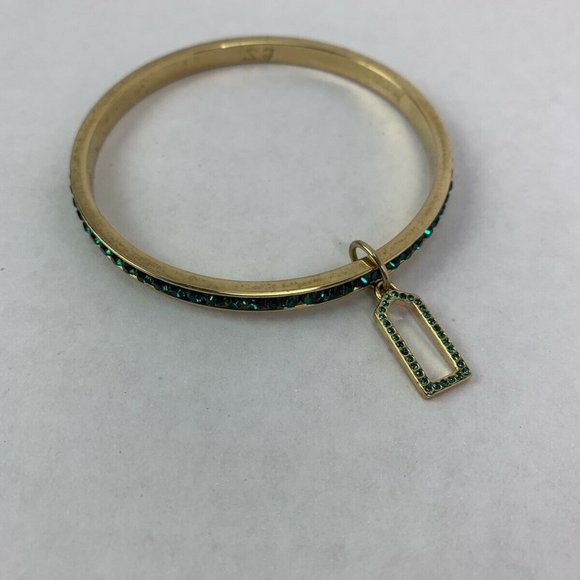 Coach Bangle Bracelet Designer Signed Gold Green - Picture 7 of 8
